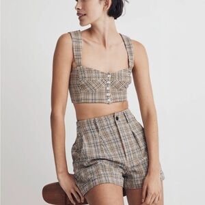 Madewell Plaid Seersucker Brown Women's Bralette